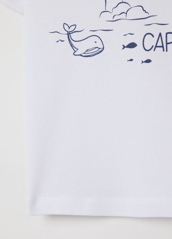 Ovs T-shirt Bianca In Cotone Con Stampa "Captain"