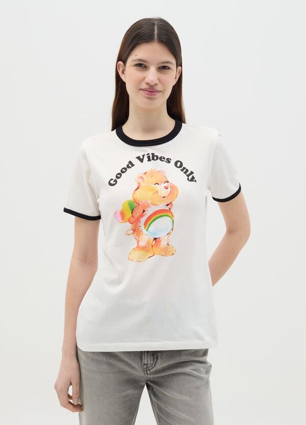 Ovs T-shirt bianca in cotone con stampa Care Bears