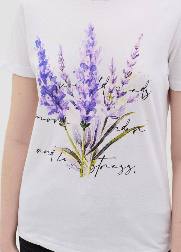 Ovs T-shirt Bianca In Cotone Con Stampa Fiore