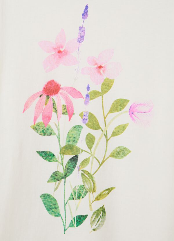 Ovs T-shirt Bianca In Cotone Con Stampa Fiori