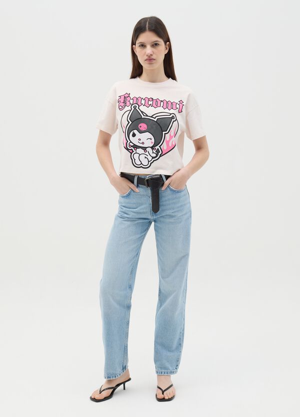 Ovs T-shirt bianca in cotone con stampa Kuromi