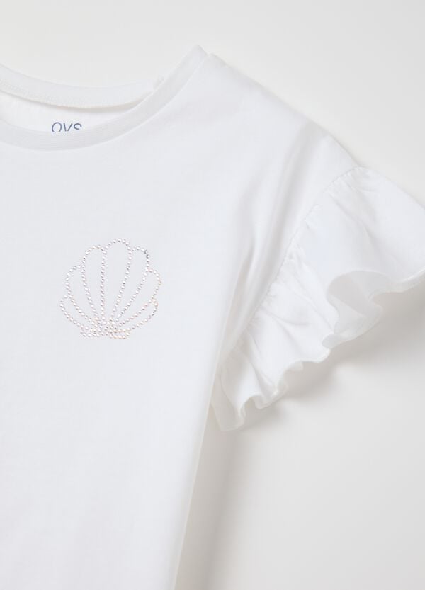 Ovs T-shirt Bianca In Cotone Con Strass