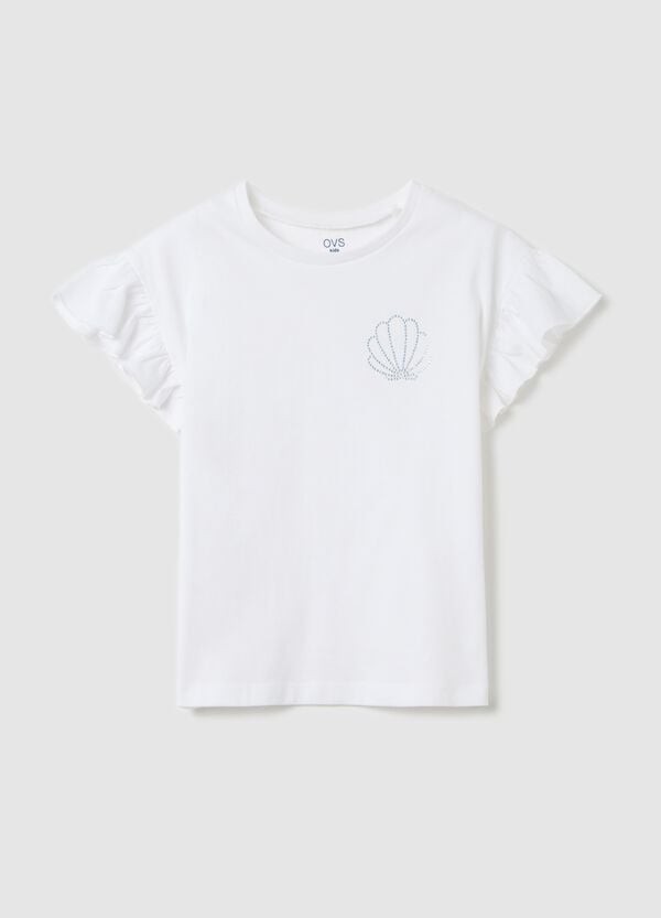 Ovs T-shirt bianca in cotone con strass
