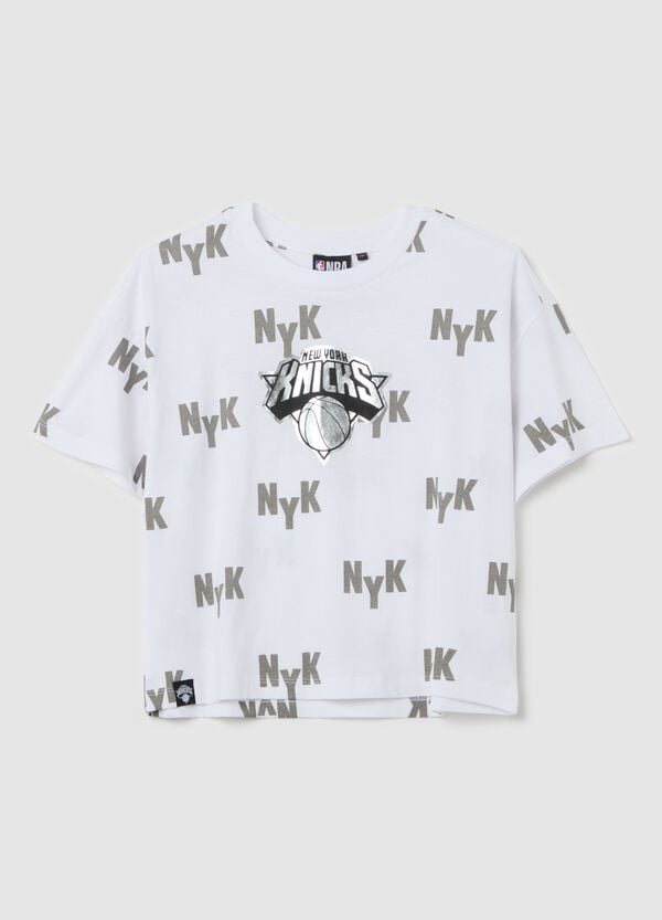 Ovs T-shirt bianca stampa NBA New York Knicks