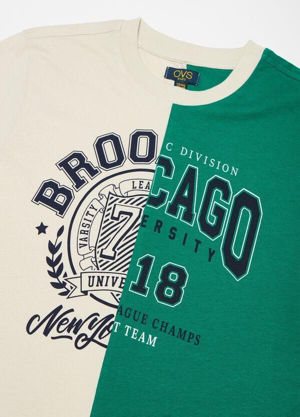 Ovs T-shirt Bicolore Con Stampa Lettering