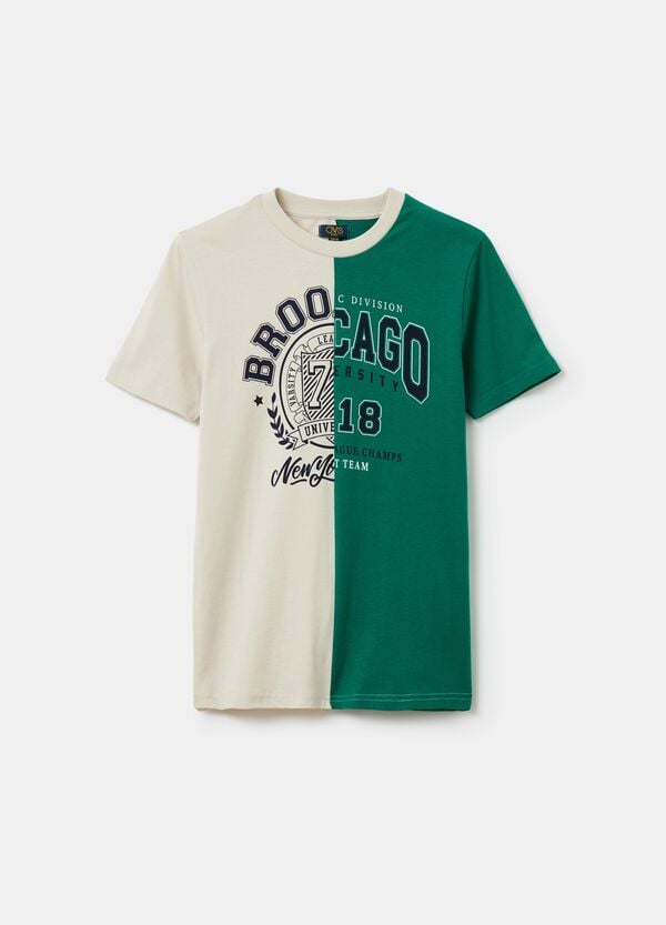 Ovs T-shirt bicolore con stampa lettering