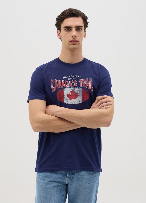 Ovs T-shirt Blu Con Stampa Canada's Trail