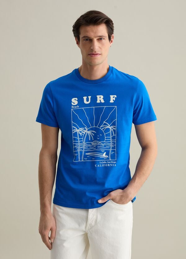 Ovs T-shirt Blu Con Stampa Grafica California Surf