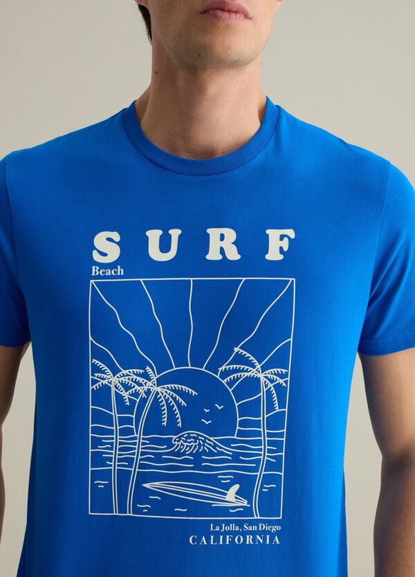 Ovs T-shirt Blu Con Stampa Grafica California Surf