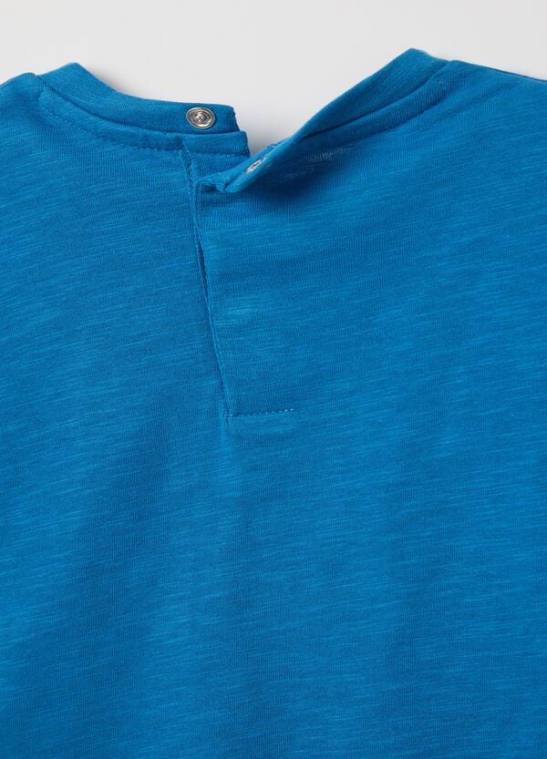Ovs T-shirt Blu In Cotone Bio Con Tasca