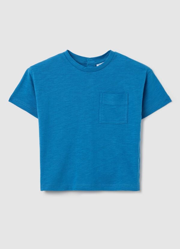 Ovs T-shirt blu in cotone bio con tasca