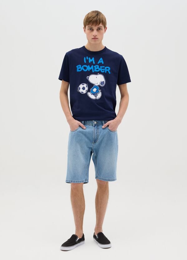 Ovs T-shirt Blu Stampa Snoopy Calciatore