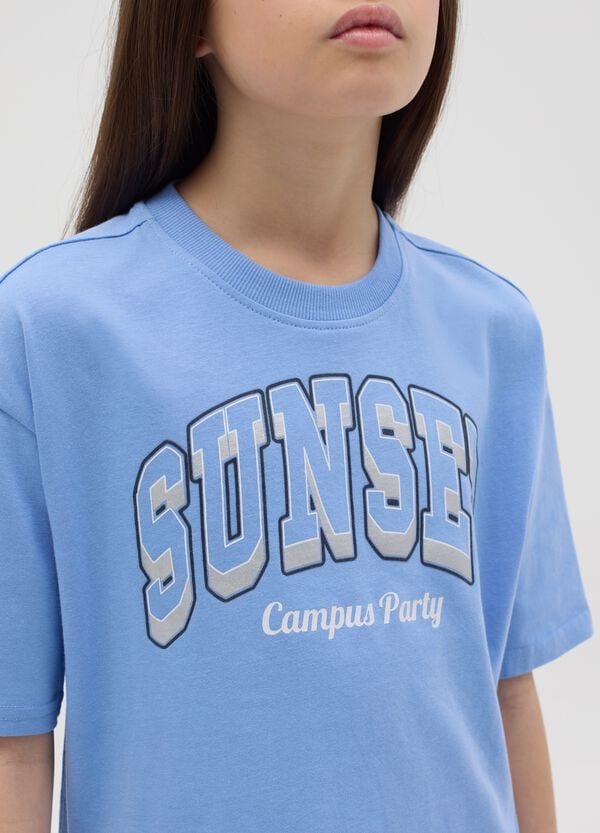 Ovs T-shirt Boxy Fit In Cotone "Sunset Campus Party"