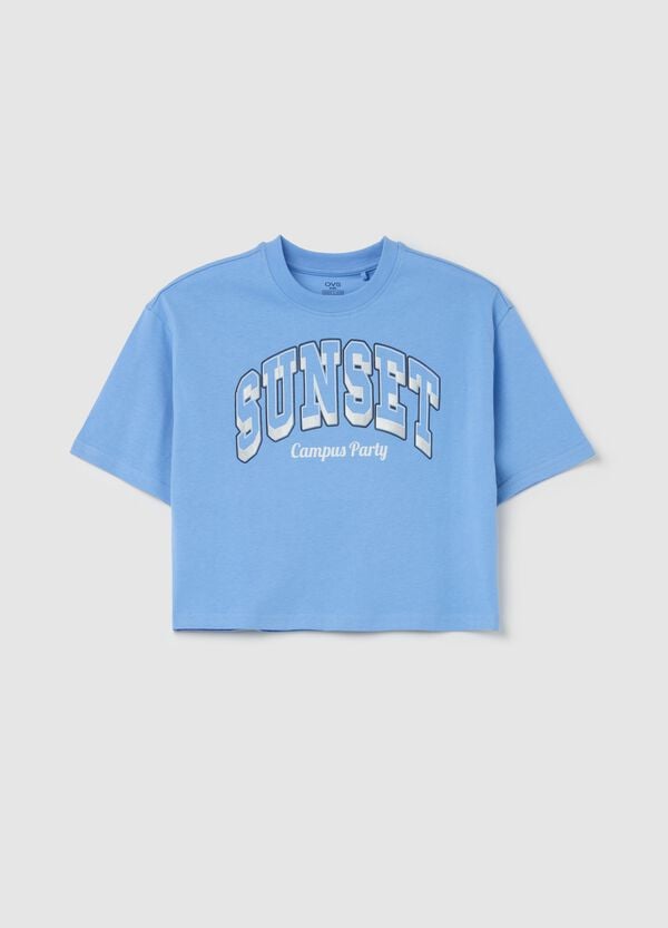 Ovs T-shirt Boxy Fit In Cotone "Sunset Campus Party"
