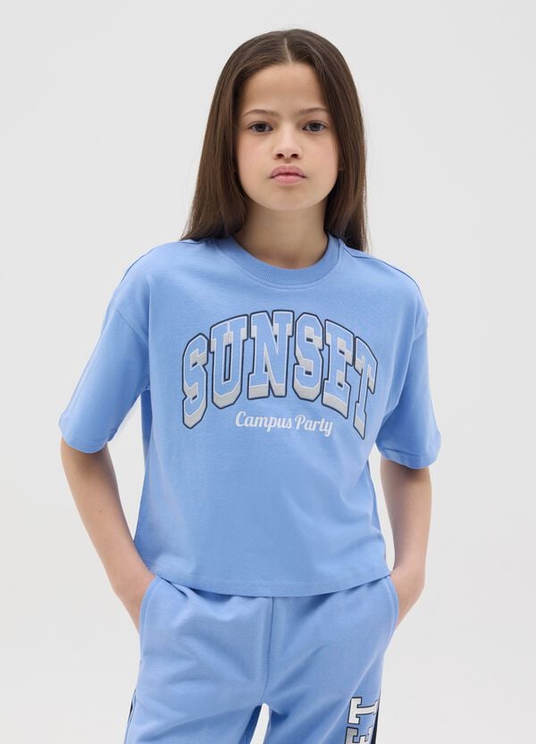 Ovs T-shirt boxy fit in cotone "Sunset Campus Party"