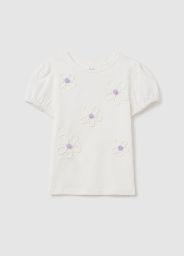 Ovs T-shirt con applicazione fiori e pon pon