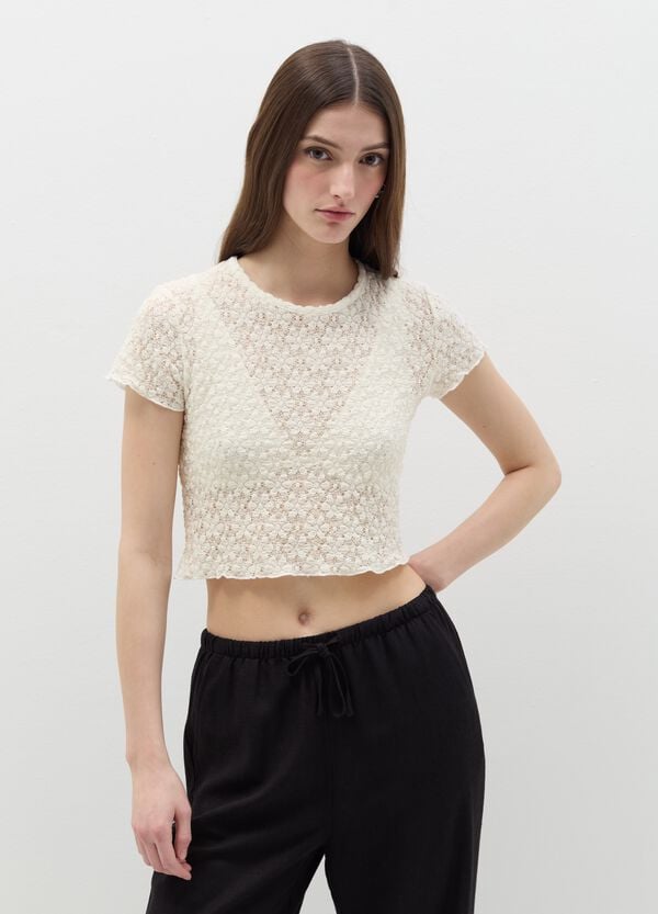 Ovs T-shirt con motivo in pizzo