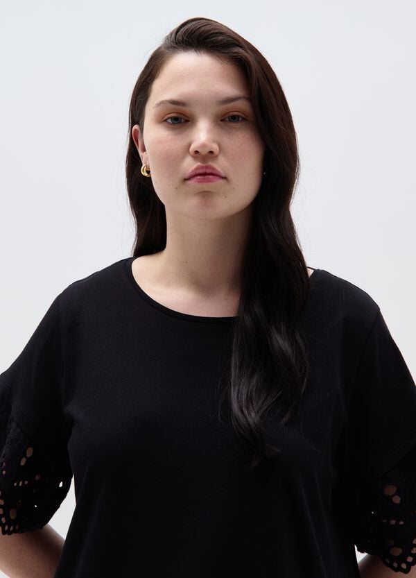 Ovs T-shirt Con Rouches In Sangallo Curvy