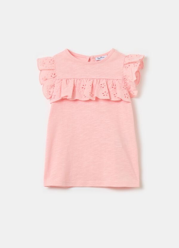 Ovs T-shirt con rouches in sangallo