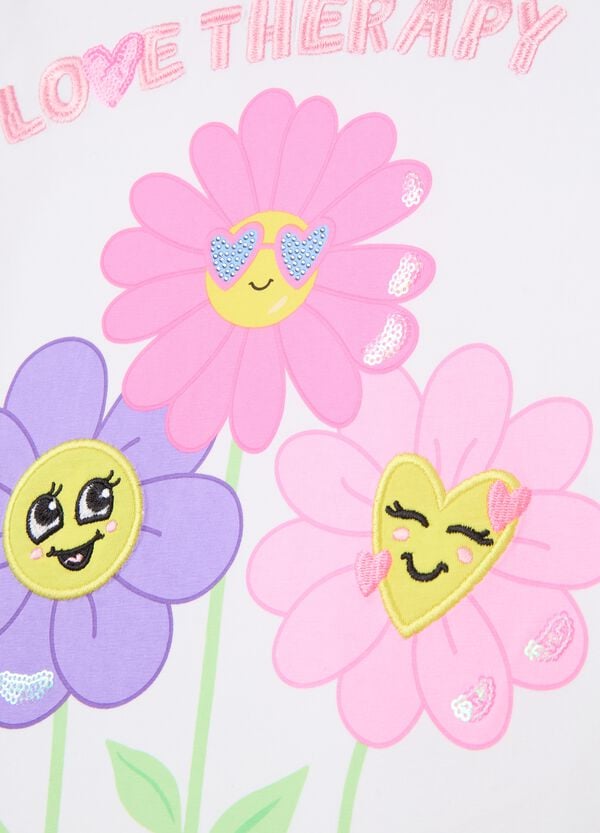 Ovs T-shirt Con Stampa Fiori E Ricamo Lettering