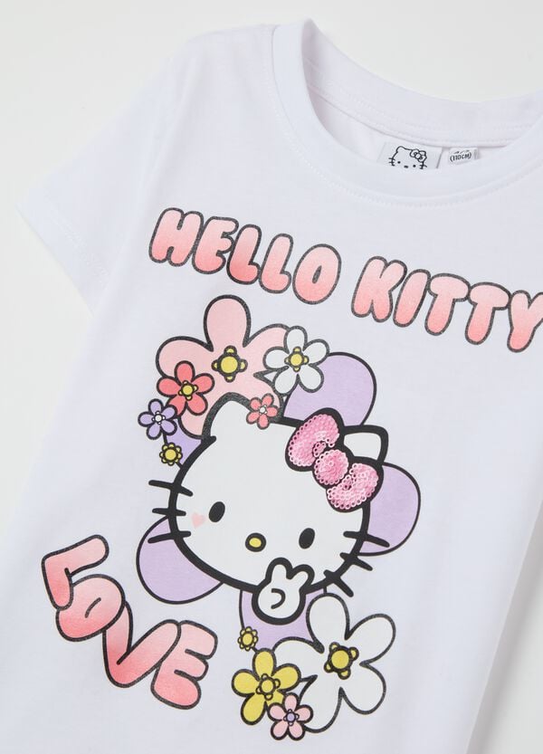 Ovs T-shirt Con Stampa Hello Kitty E Paillettes