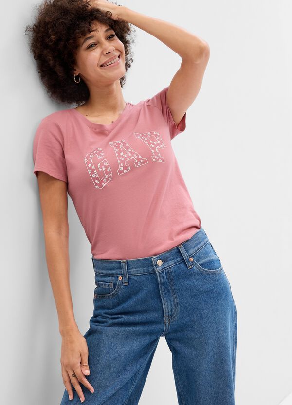 Ovs T-shirt con stampa logo e fiorellini