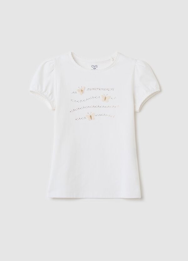 Ovs T-shirt con strass e applicazione farfalle