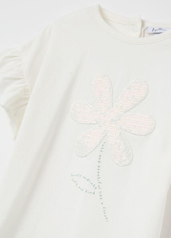 Ovs T-shirt Con Volant E Applicazione Fiore
