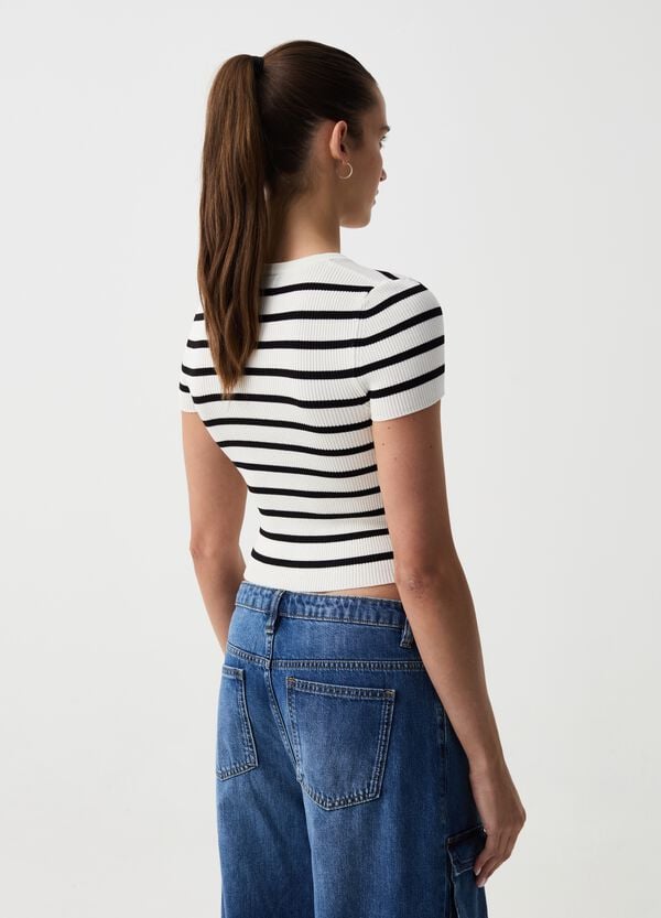Ovs T-shirt Crop A Costine Fantasia A Righe