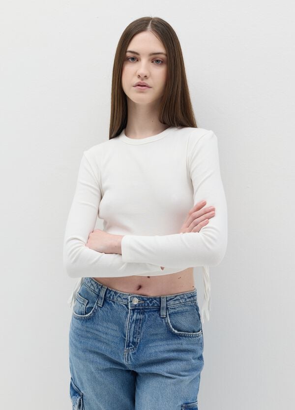 Ovs T-shirt Crop Con Laccetti