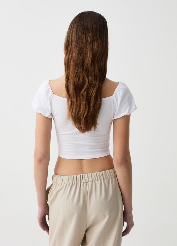 Ovs T-shirt Crop Con Maniche A Palloncino