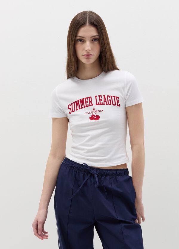 Ovs T-shirt crop con stampa lettering