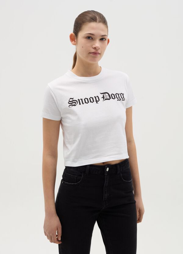 Ovs T-shirt crop con stampa Snoop Dogg