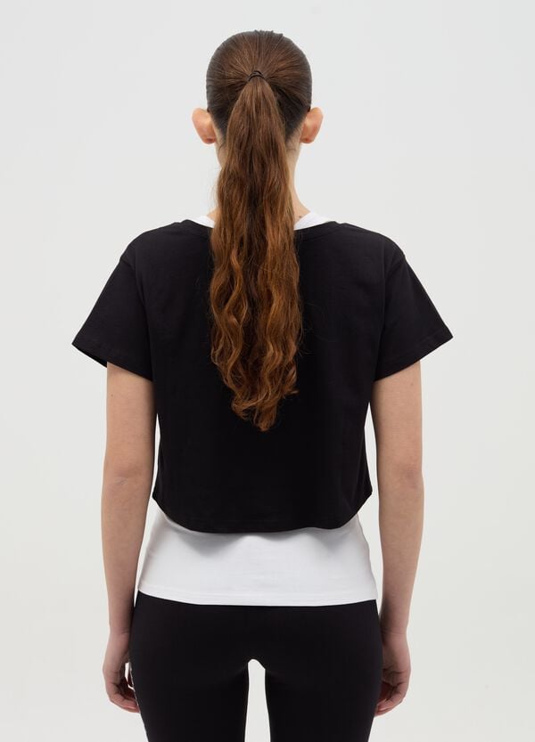 Ovs T-shirt Crop Effetto Doppio Con Stampa