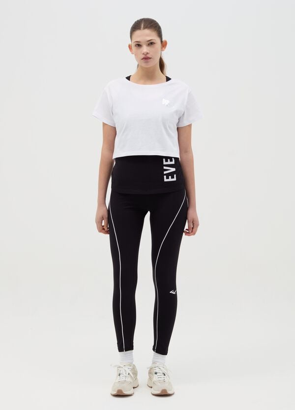 Ovs T-shirt crop effetto doppio con stampa