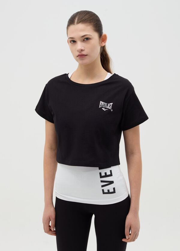 Ovs T-shirt crop effetto doppio con stampa