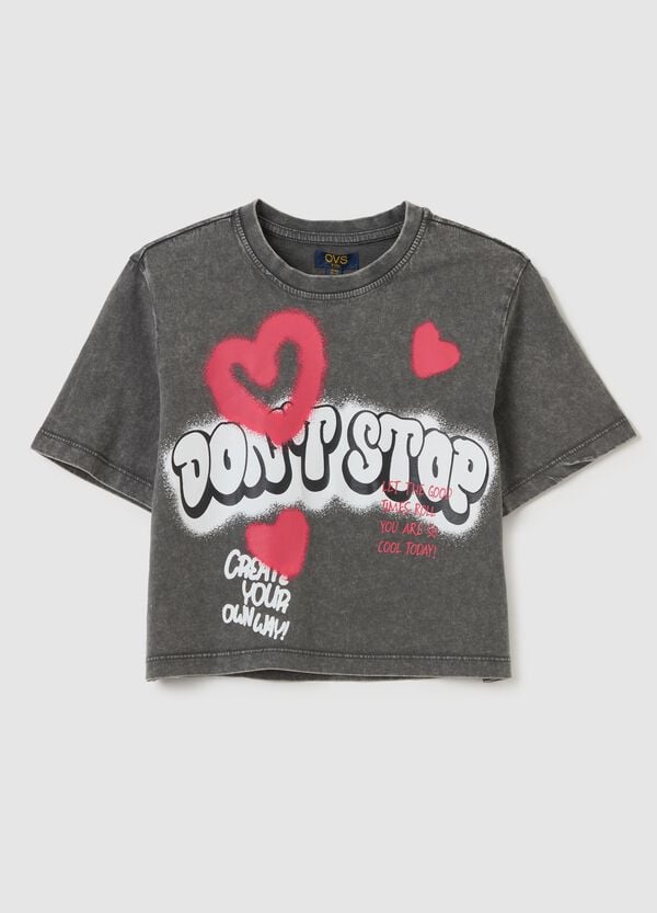Ovs T-shirt Crop In Cotone Con Stampa "Don't Stop"