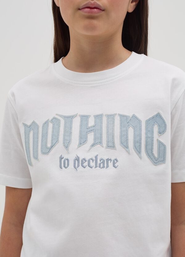 Ovs T-shirt Crop In Cotone "Nothing To Declare"