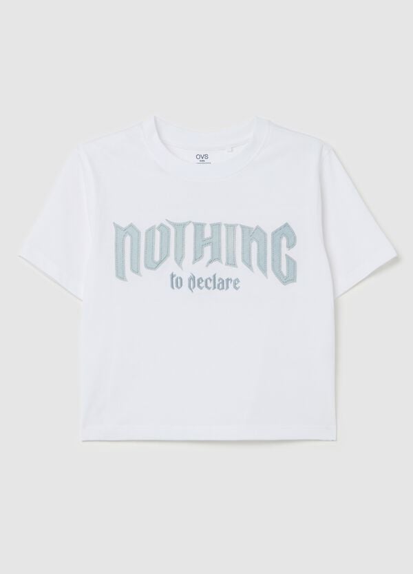 Ovs T-shirt Crop In Cotone "Nothing To Declare"