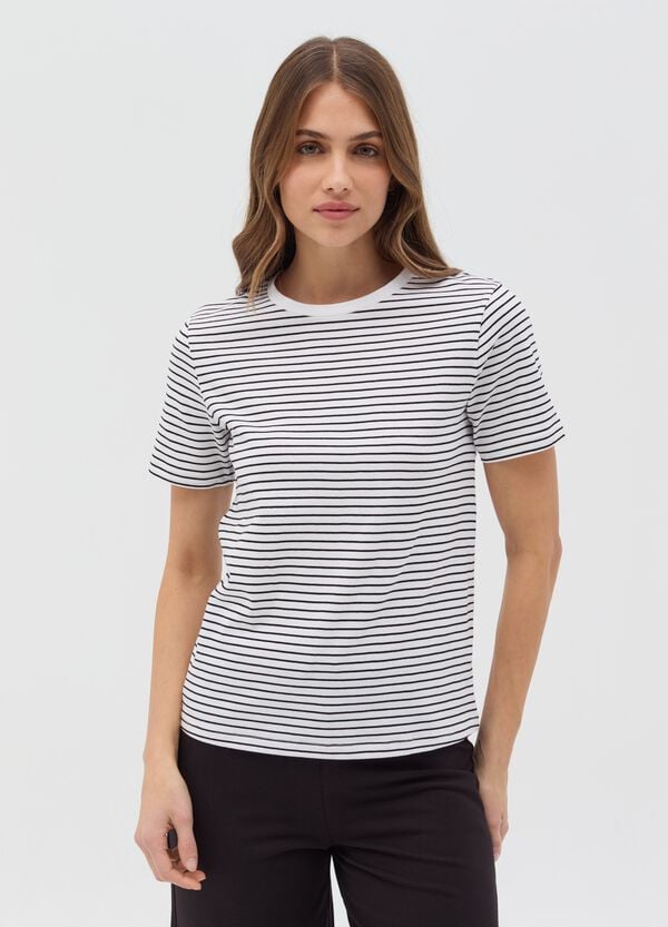 Ovs T-shirt Essential In Cotone A Righe Sottili