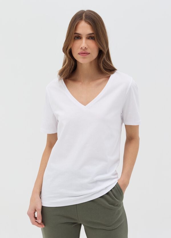 Ovs T-shirt Essential In Cotone Con Scollo A V