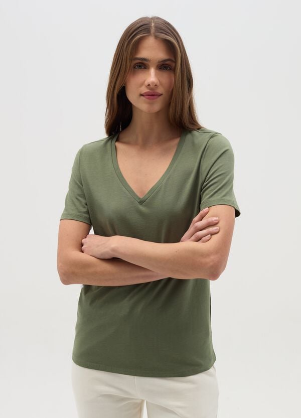 Ovs T-shirt Essential in cotone con scollo a V