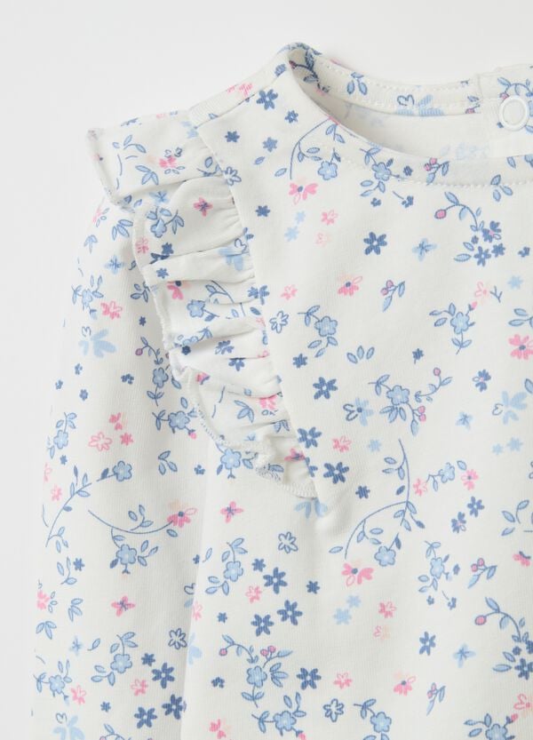 Ovs T-shirt Floreale A Maniche Lunghe Con Volant