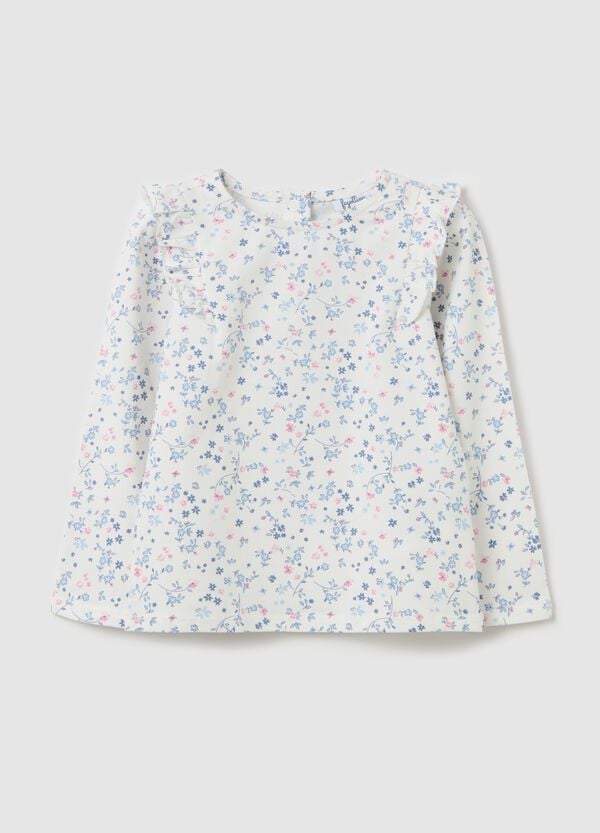 Ovs T-shirt floreale a maniche lunghe con volant