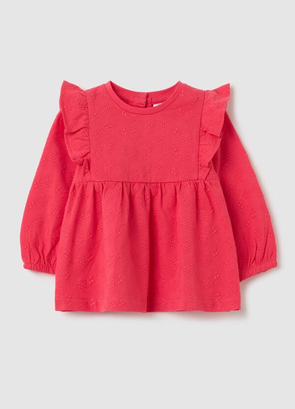 Ovs T-shirt floreale in sangallo con volant