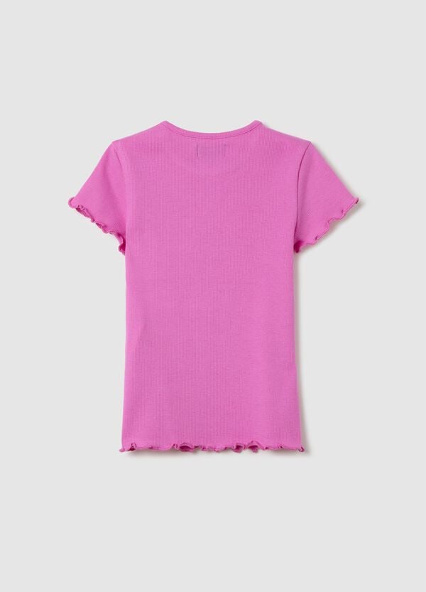 Ovs T-shirt Fuxia A Costine Con Profili Ondulati