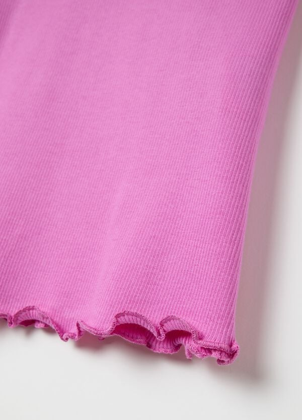 Ovs T-shirt Fuxia A Costine Con Profili Ondulati