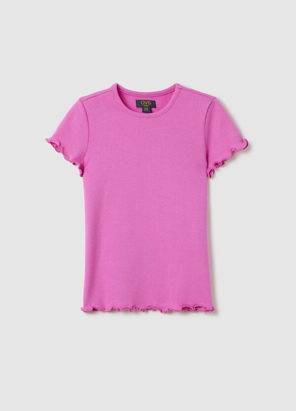 Ovs T-shirt fuxia a costine con profili ondulati