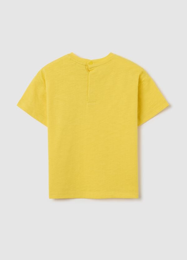 Ovs T-shirt Gialla In Cotone Bio Con Tasca
