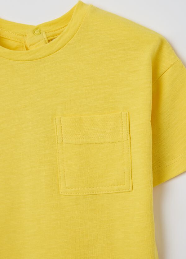 Ovs T-shirt Gialla In Cotone Bio Con Tasca
